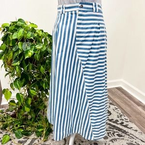 Rachel Antonoff Blue and White Striped Midi Skirt